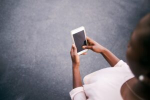 A lady using phone